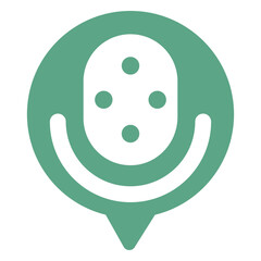Microphone in speech bubble logo