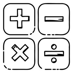 Obraz premium Elementary math operations doodle