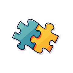 Obraz premium Interlocking Puzzle Pieces in Blue and Yellow, Representing Connection and Problem Solving Illustration