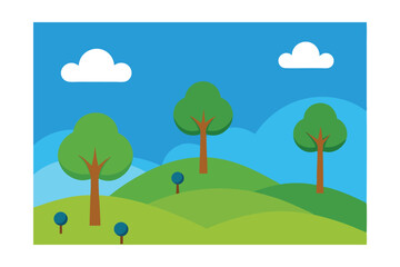 Fototapeta premium landscape with trees and clouds