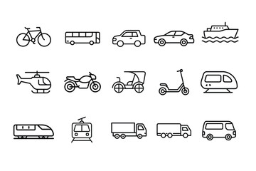 transport icons set vector line art  © MD