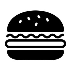 A simple black and white illustration of a hamburger.