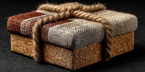 Chic Cozy Handmade Craft Gift Box on Black Background for Eco-Friendly Occasions