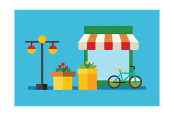 Obraz premium vector illustration of a shopping cart with flowers