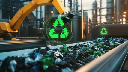 A recycling facility processes various types of plastic waste using automated systems and advanced technology to promote sustainability