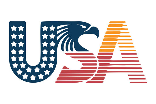 American eagle patriotic usa logo design isolated on white background