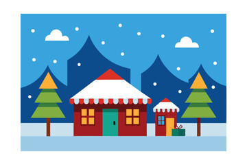 winter landscape with houses