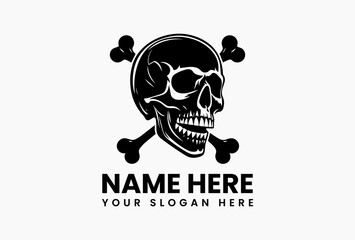 Danger skull and crossbones emblem for warning and hazard symbols on a clean background. Safety concept