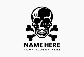 Danger skull and crossbones emblem for warning and hazard symbols on a clean background. Safety concept