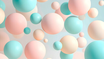 Floating Pastel Spheres Abstract Background