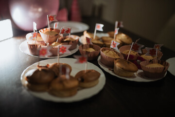 Celebration with homemade treats decorated for a family gathering at home