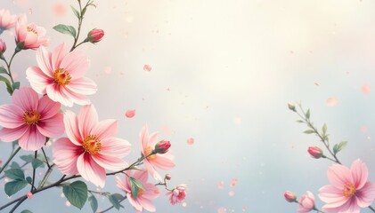 Subtle floral motif, pastel hues, delicate lines, mobile wallpaper, repeat, design