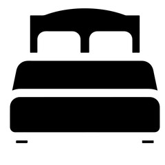 A simple black illustration of a double bed.