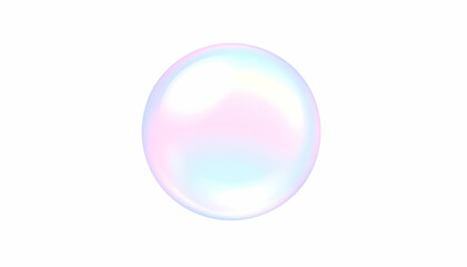 Pastel Holographic Bubble Sphere on White Background