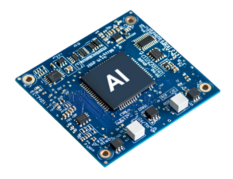  A computer chip with the letters AI on it, vector illustration style, white background, 