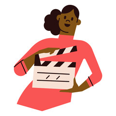 Woman holding a clapper board