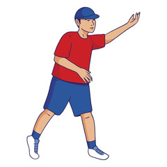 Cartoon of a man throwing a frisbee