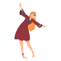 Woman hippie glasses happy hairstyle dress flat