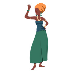 Woman hairstyle top skirt jewellery flat