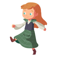 Fototapeta premium Girl scottish skirt flat