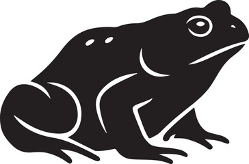 Simple frog silhouette black vector, Minimal frog design black white art