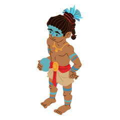 Aztec man colorful isometric