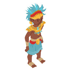 Aztec man headdress isometric