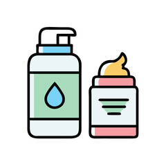 Skincare Moisturizer Set, simple illustration of  Moisturizer Jar and Bottle icon– High-End Cosmetic Packaging Vector
