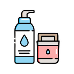 Skincare Moisturizer Set, simple illustration of  Moisturizer Jar and Bottle icon– High-End Cosmetic Packaging Vector
