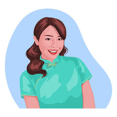 Smiling chinese woman realistic character