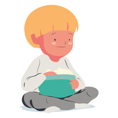 Crossed legs popcorn boy