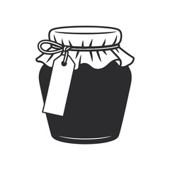 A Vintage Style Illustration of a Jam Jar with a Blank Label Tied with Twine