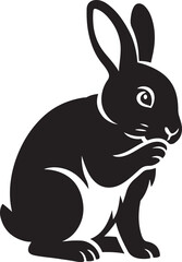 Rabbit grooming itself black silhouette, Self cleaning rabbit minimal style