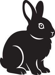 Rabbit silhouette clean black vector, Simple bunny in motion outline shape