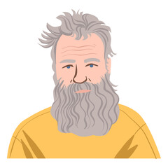 Flat old man with long beard