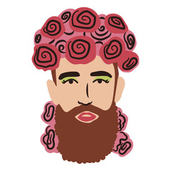 Queer man with roses flat