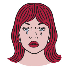 Crying woman color stroke