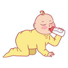 Baby illustration bottle