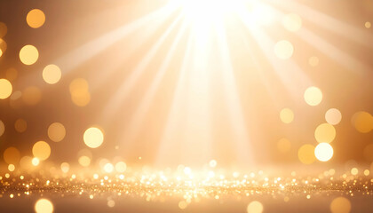 Golden Glitter Background with Sparkling Lights and Rays