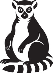 Lemur black and white silhouette style, Lemur profile flat animal design