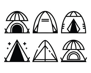 camping tent icon set