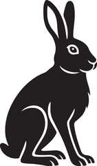 Rabbit illustration silhouette vector, Bunny shape bold black design