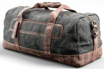 Vintage Travel Duffel Bag with Leather Accents and Canvas Material Perfect for Adventure and O