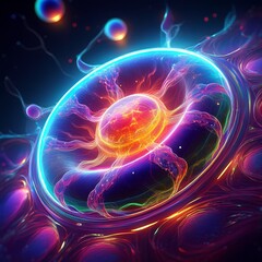 Fototapeta premium Leuchtende Fantasiezelle im Weltraumstil