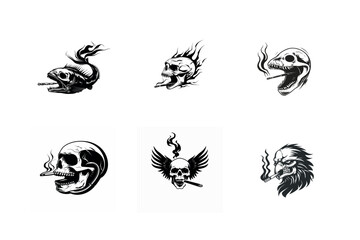 Obraz premium Six smoking skull and creature designs