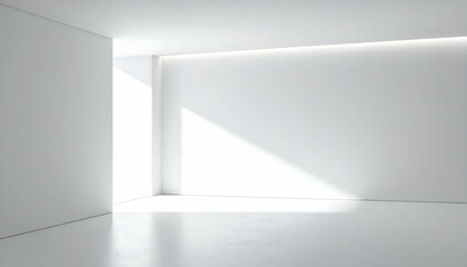 Fototapeta premium Bright White Minimalist Room Interior with Sunlight