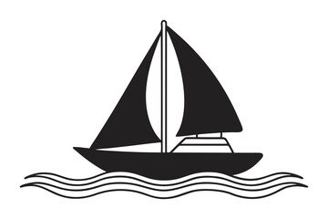 Sketch of Sailing Boat on Water Vector