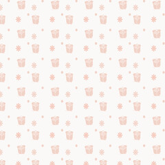 Seamless Pattern with Red Roses and Day Dear Text on Light Background