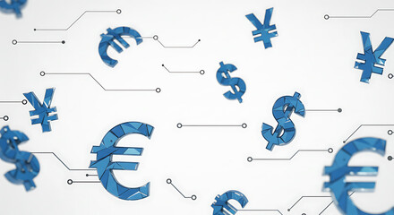 Currency Symbol Background Euro, Dollar, Yen