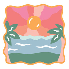 Pink and blue sunset design